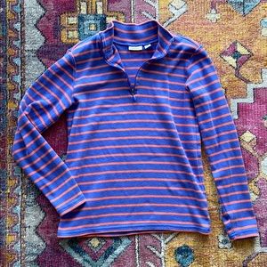 L.L. Bean quarter-zip striped sweater, size small